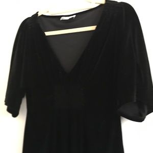 Black velvet bell sleeve v-neck Top by A.T Loft